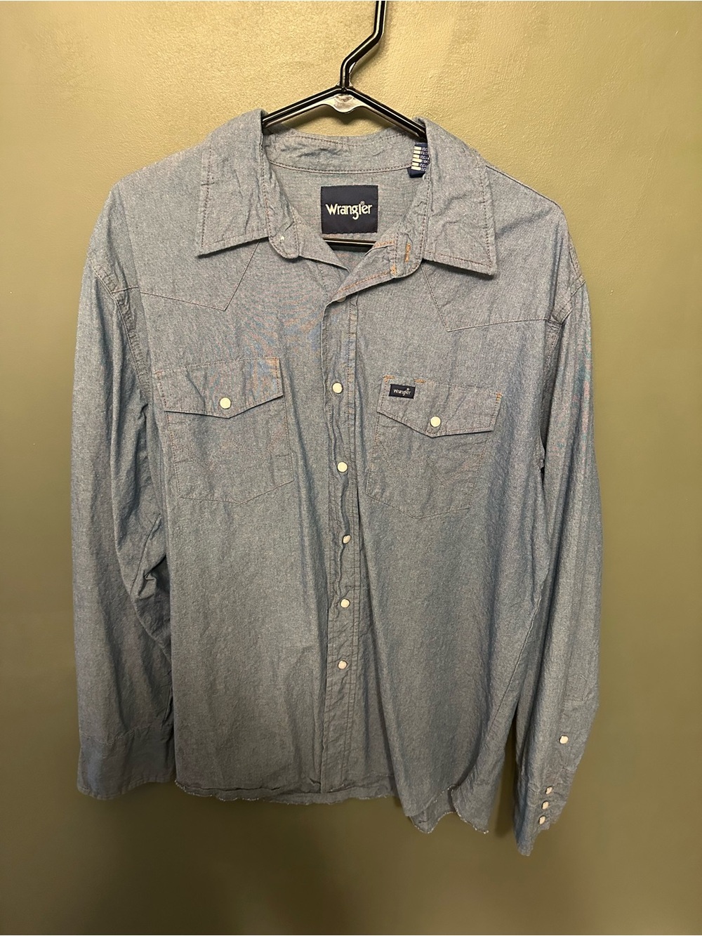 Wrangler Light Blue Casual Western Button-Down Shirt